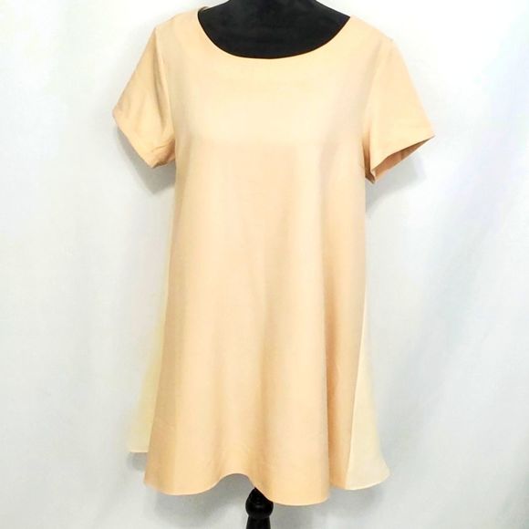 NWT! UMGEE Tan and Cream Sheer Panel High-Low Mini Dress Tunic (D349) - Picture 1 of 5